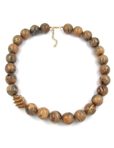 necklace beads 22mm brown marbled 60cm