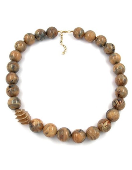 necklace beads 22mm brown marbled 60cm