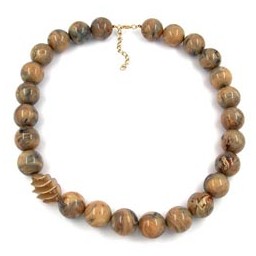 necklace beads 22mm brown marbled 60cm