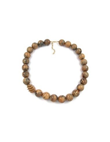 necklace beads 22mm brown marbled 60cm