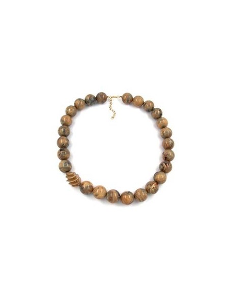 necklace beads 22mm brown marbled 60cm