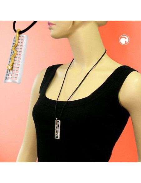 necklace grid & snake silver-gold 70cm