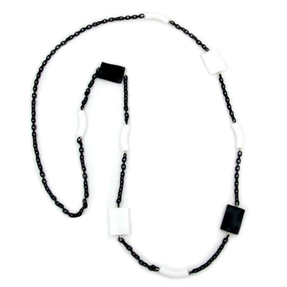 necklace black & white beads 95cm