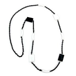 necklace black & white beads 95cm