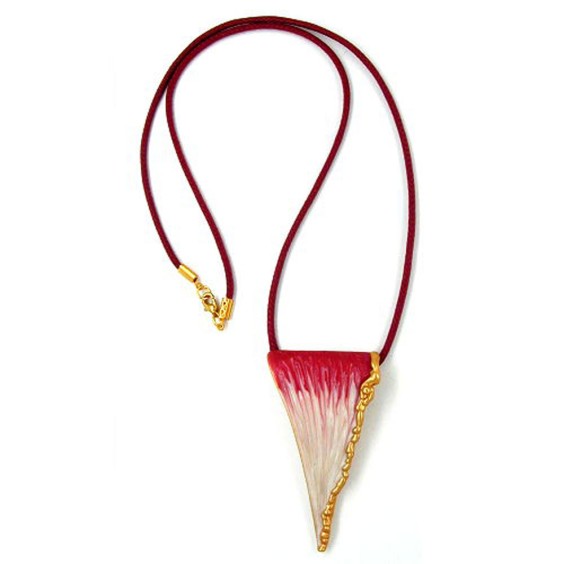 necklace triangle red-beige enameled 60cm