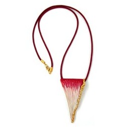 necklace triangle red-beige enameled 60cm