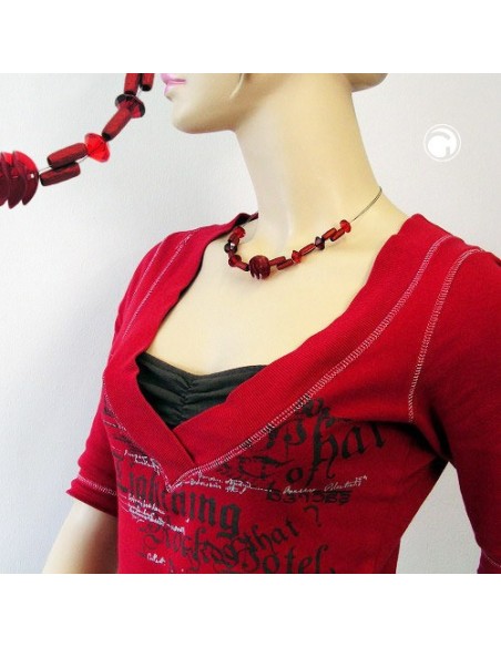 necklace various shaped red beads