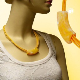 necklace tube,. flat curved yellow 50cm