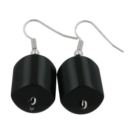 hook earrings slanted bead black