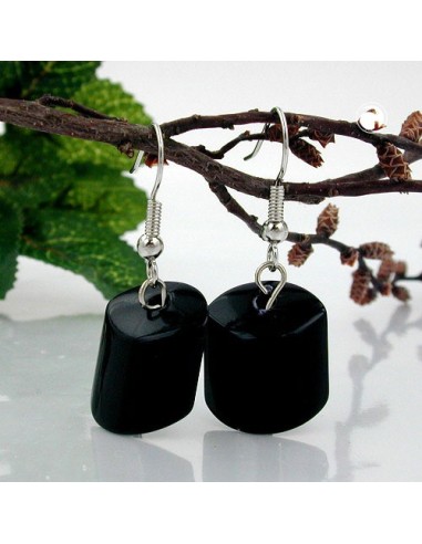 hook earrings slanted bead black