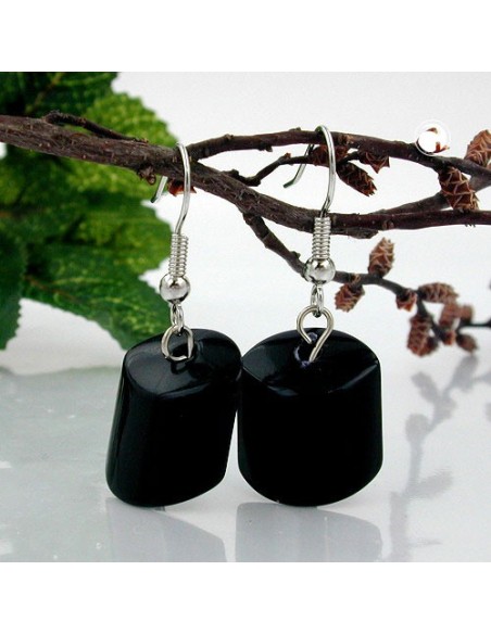 hook earrings slanted bead black