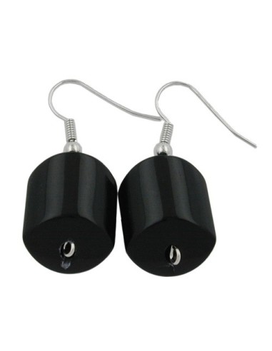 hook earrings slanted bead black