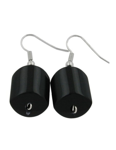 hook earrings slanted bead black