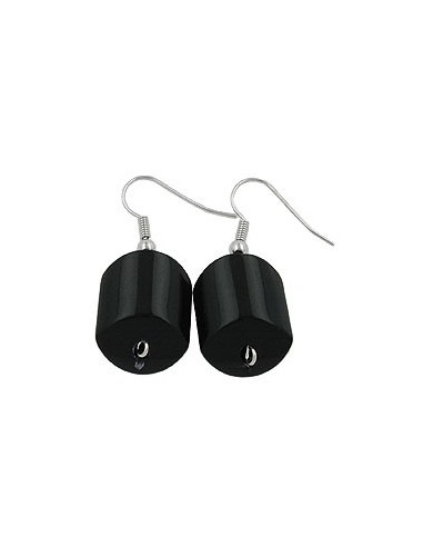 hook earrings slanted bead black