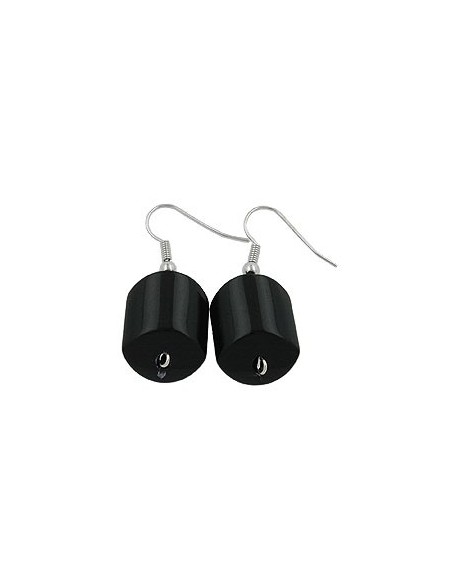 hook earrings slanted bead black