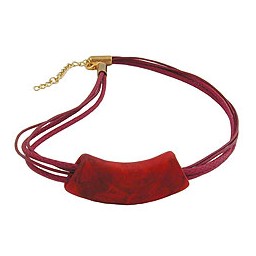 necklace tube flat curved dark red 50cm