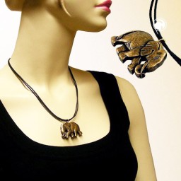 necklace elephant black-gold-coloured