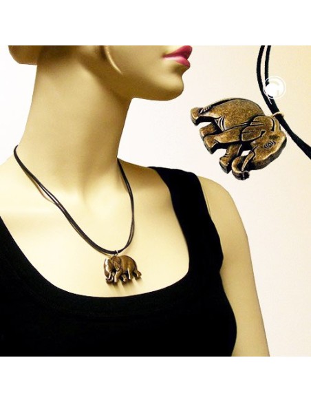 necklace elephant black-gold-coloured