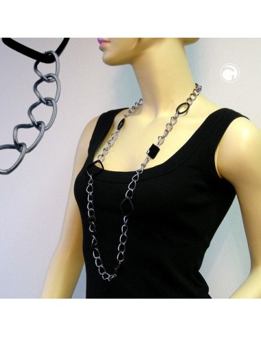 necklace black curb chain 100cm