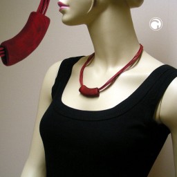 necklace tube flat curved red-black 50cm