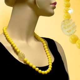 necklace beads 16mm yellow 60cm