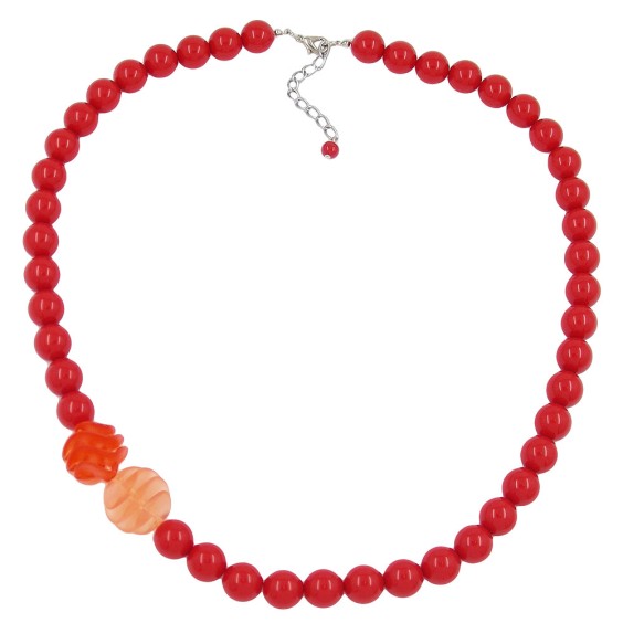 necklace beads 12mm red 60cm