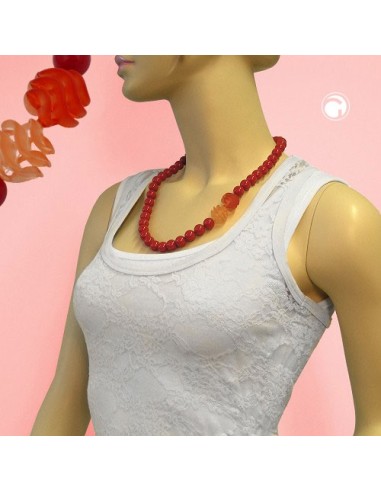 necklace beads 12mm red 60cm
