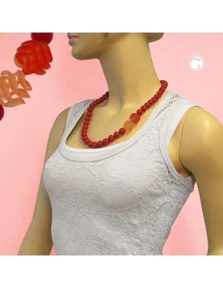 necklace beads 12mm red 60cm
