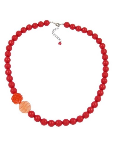 necklace beads 12mm red 60cm
