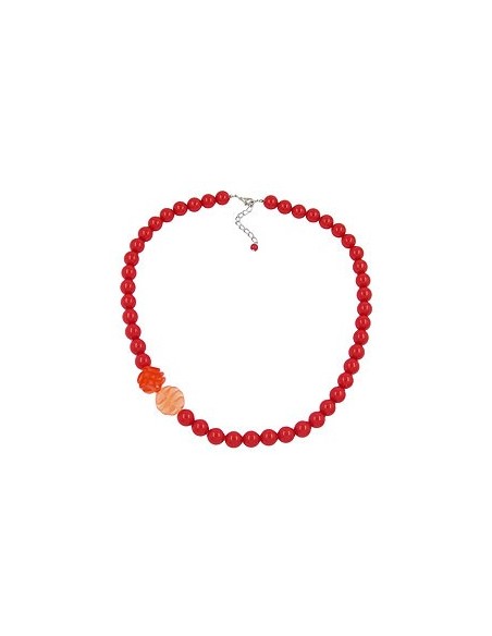 necklace beads 12mm red 60cm