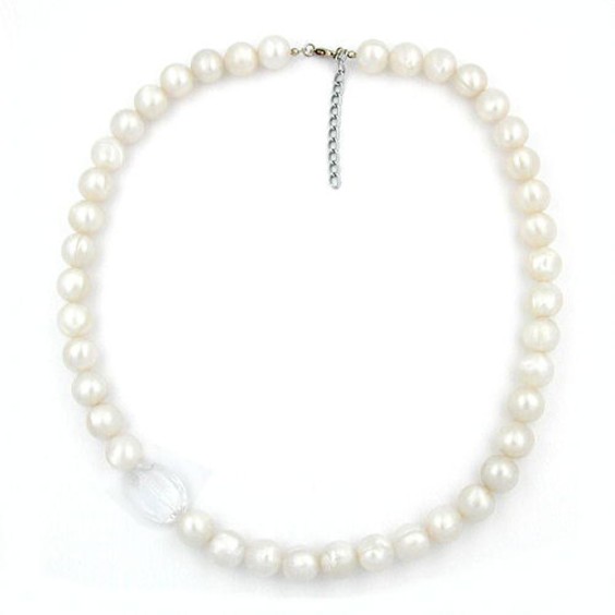 necklace beads 14mm white-wax