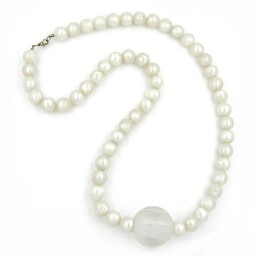 necklace beads 35/14mm wax-white 75cm