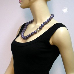 necklace beads 18mm purple-grey 60cm