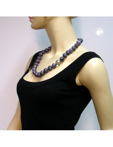 necklace beads 18mm purple-grey 60cm
