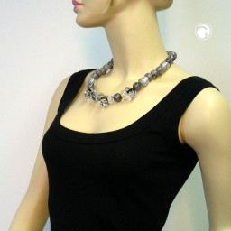 necklace beads transparent-grey 55cm