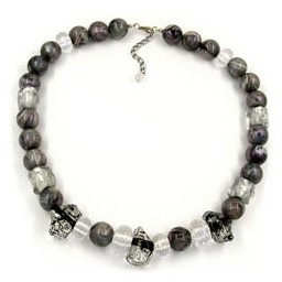 necklace beads transparent-grey 55cm