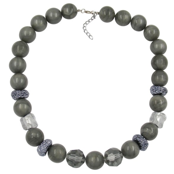 necklace grey & silver beads 55cm