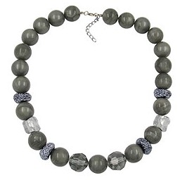 necklace grey & silver beads 55cm