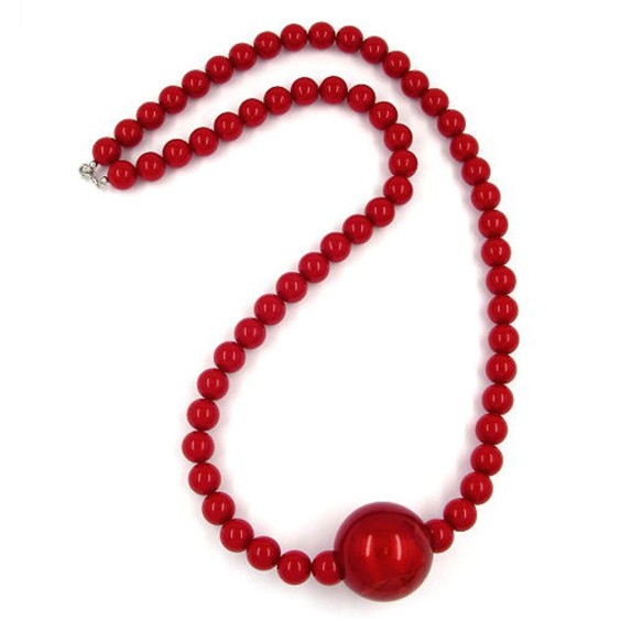 necklace beads 35/12mm red 75cm