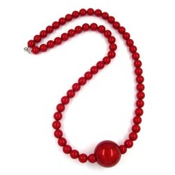 necklace beads 35/12mm red 75cm