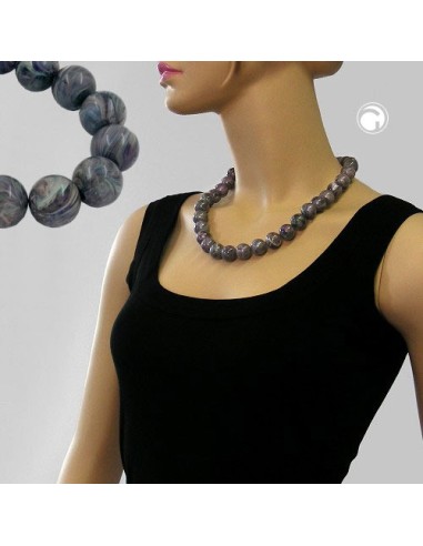 necklace beads 16mm grey 55cm