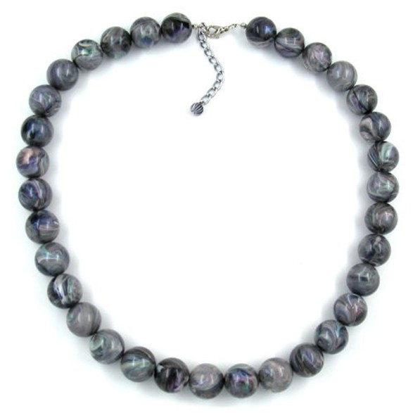 necklace beads 16mm grey 45cm