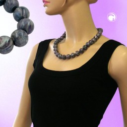 necklace beads 16mm grey 45cm