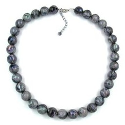 necklace beads 16mm grey 45cm