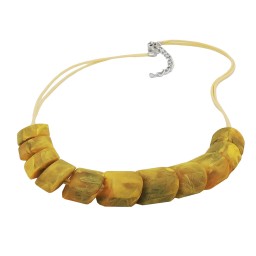 necklace slanted beads yellow olive