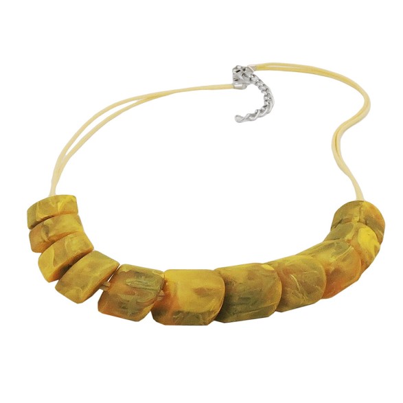 necklace slanted beads yellow olive