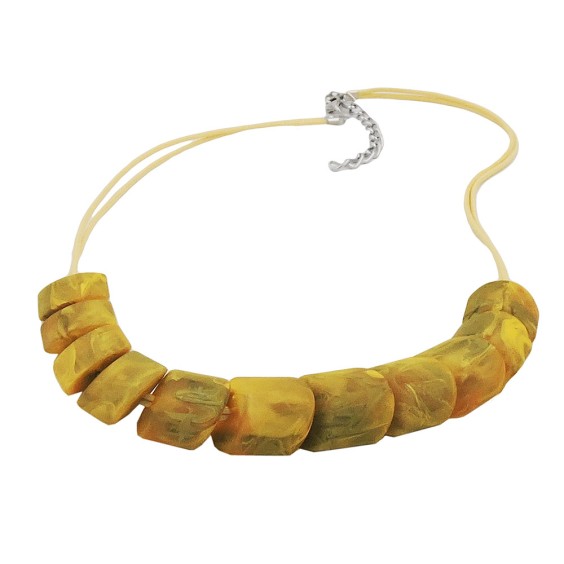 necklace slanted beads yellow olive