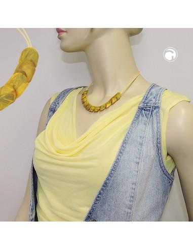 necklace slanted beads yellow olive