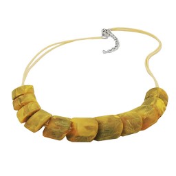 necklace slanted beads yellow olive