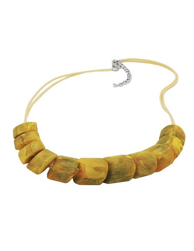 necklace slanted beads yellow olive